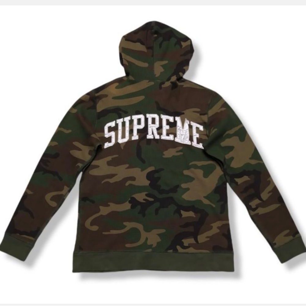 Supreme Waffle Thermal Pullover Camouflage Hoodie!